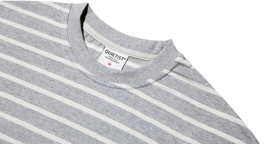 QUIETIST (クワイエティスト) Basic Stripe 1/2 T-shirts (gray)