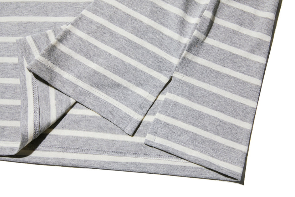 QUIETIST (クワイエティスト) Basic Stripe 1/2 T-shirts (gray)