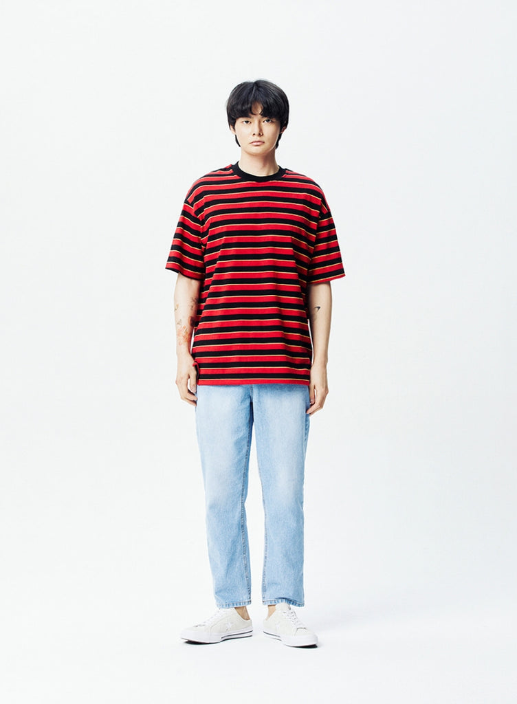 QUIETIST (クワイエティスト) Basic Stripe 1/2 T-shirts (red)