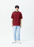 QUIETIST (クワイエティスト) Basic Stripe 1/2 T-shirts (red)