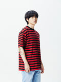 QUIETIST (クワイエティスト) Basic Stripe 1/2 T-shirts (red)