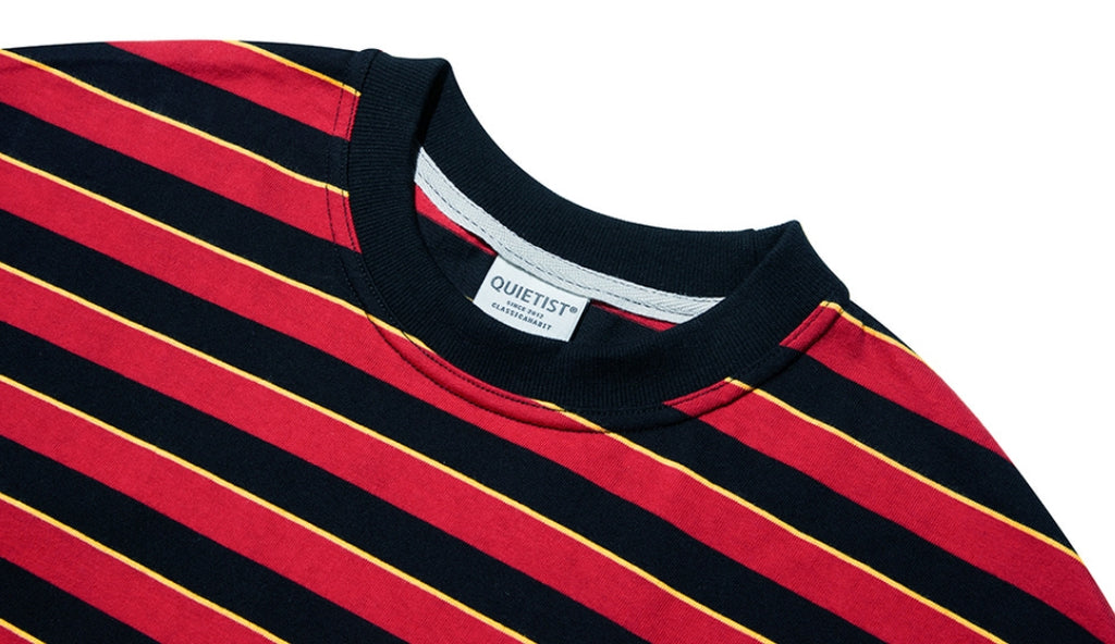 QUIETIST (クワイエティスト) Basic Stripe 1/2 T-shirts (red)