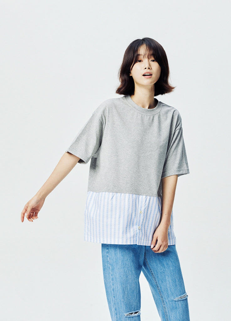 QUIETIST (クワイエティスト) French Half 1/2 T-Shirts (gray)