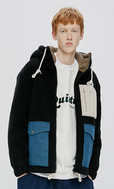 QUIETIST (クワイエティスト) Heavy Fleece Zip-up Parka (black)