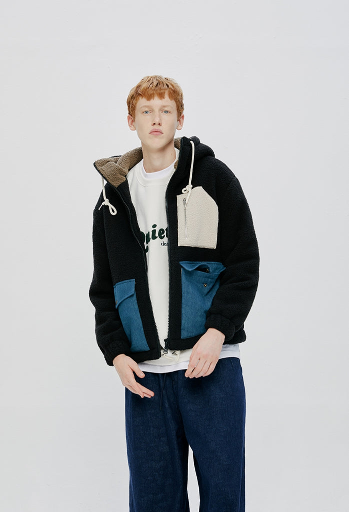 QUIETIST (クワイエティスト) Heavy Fleece Zip-up Parka (black)