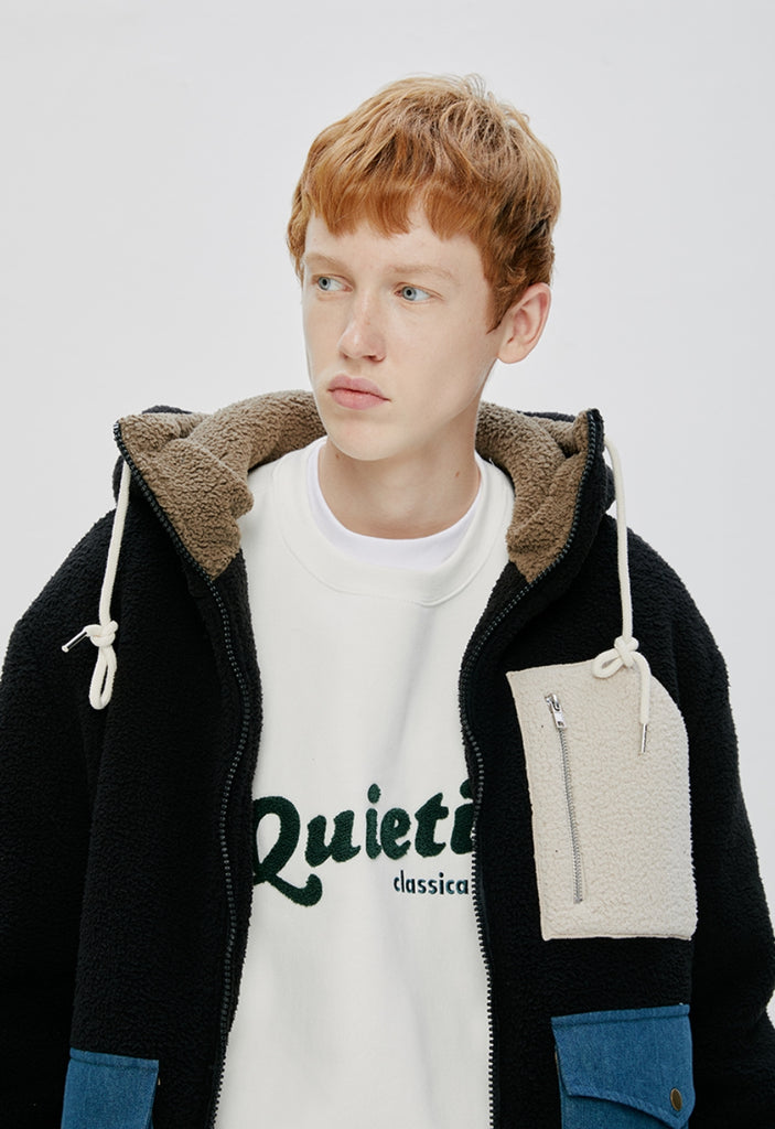 QUIETIST (クワイエティスト) Heavy Fleece Zip-up Parka (black)