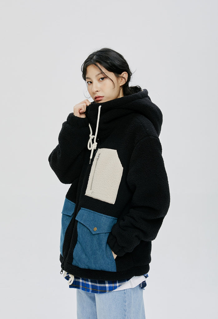 QUIETIST (クワイエティスト) Heavy Fleece Zip-up Parka (black)