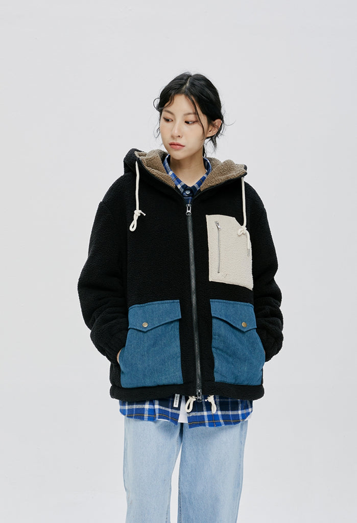 QUIETIST (クワイエティスト) Heavy Fleece Zip-up Parka (black)