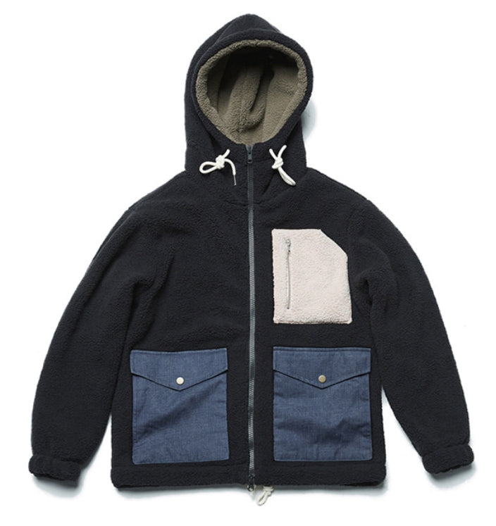 QUIETIST (クワイエティスト) Heavy Fleece Zip-up Parka (black)