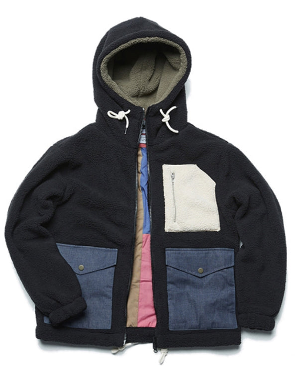 QUIETIST (クワイエティスト) Heavy Fleece Zip-up Parka (black)