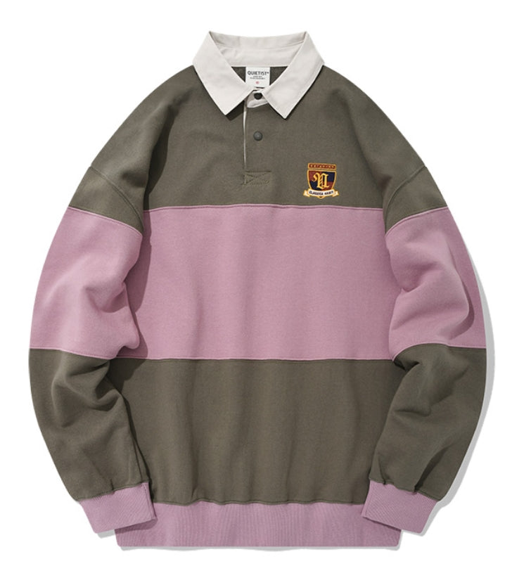 QUIETIST (クワイエティスト) RUGBY SWEAT SHIRT-PURPLE