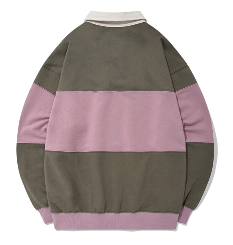 QUIETIST (クワイエティスト) RUGBY SWEAT SHIRT-PURPLE