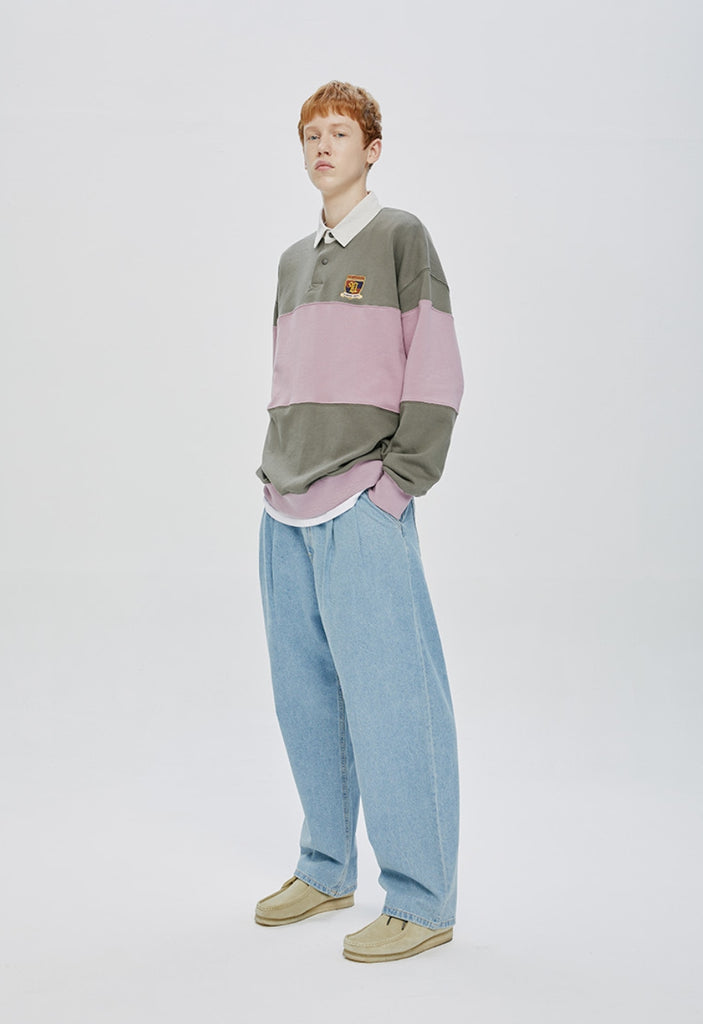 QUIETIST (クワイエティスト) RUGBY SWEAT SHIRT-PURPLE