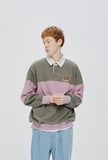 QUIETIST (クワイエティスト) RUGBY SWEAT SHIRT-PURPLE