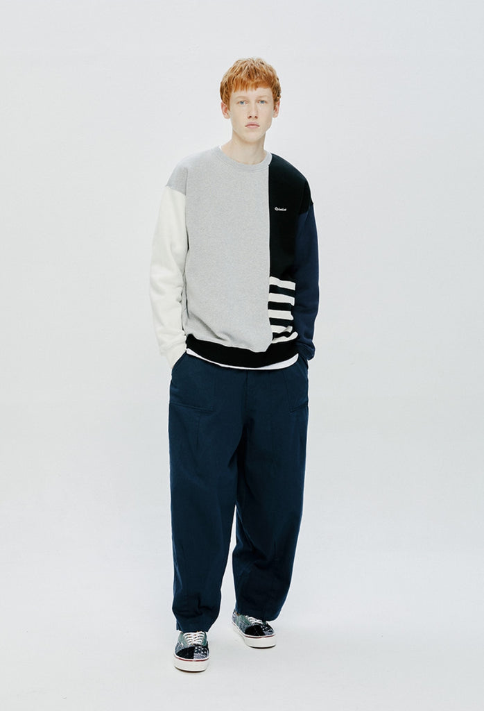 QUIETIST (クワイエティスト) STRIPE MIX SWEAT SHIRT