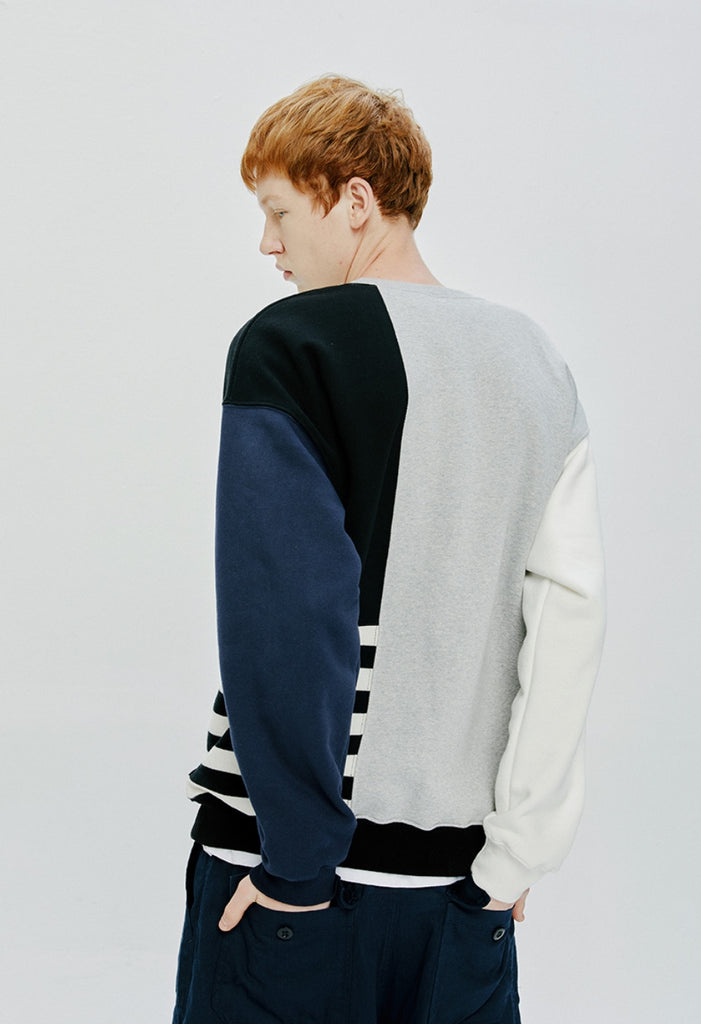 QUIETIST (クワイエティスト) STRIPE MIX SWEAT SHIRT