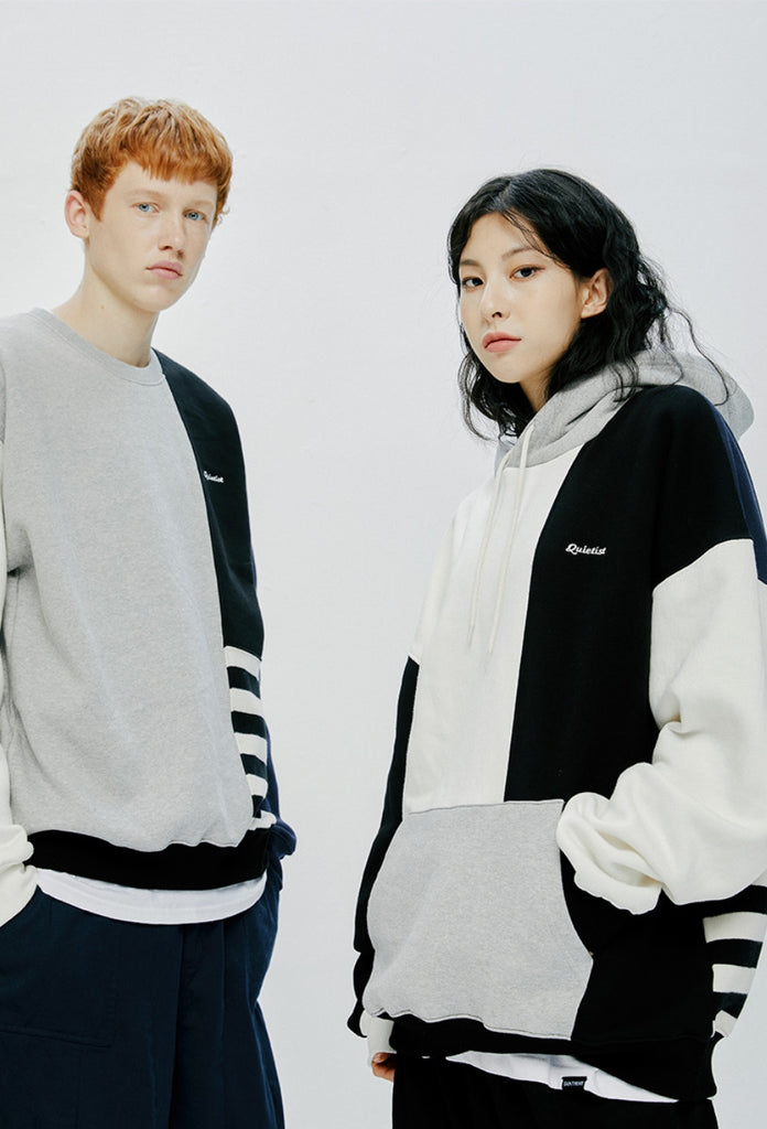 QUIETIST (クワイエティスト) STRIPE MIX SWEAT SHIRT