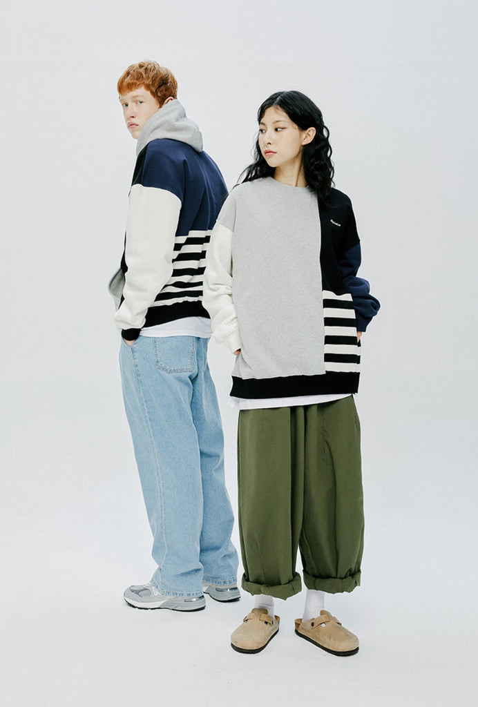 QUIETIST (クワイエティスト) STRIPE MIX SWEAT SHIRT