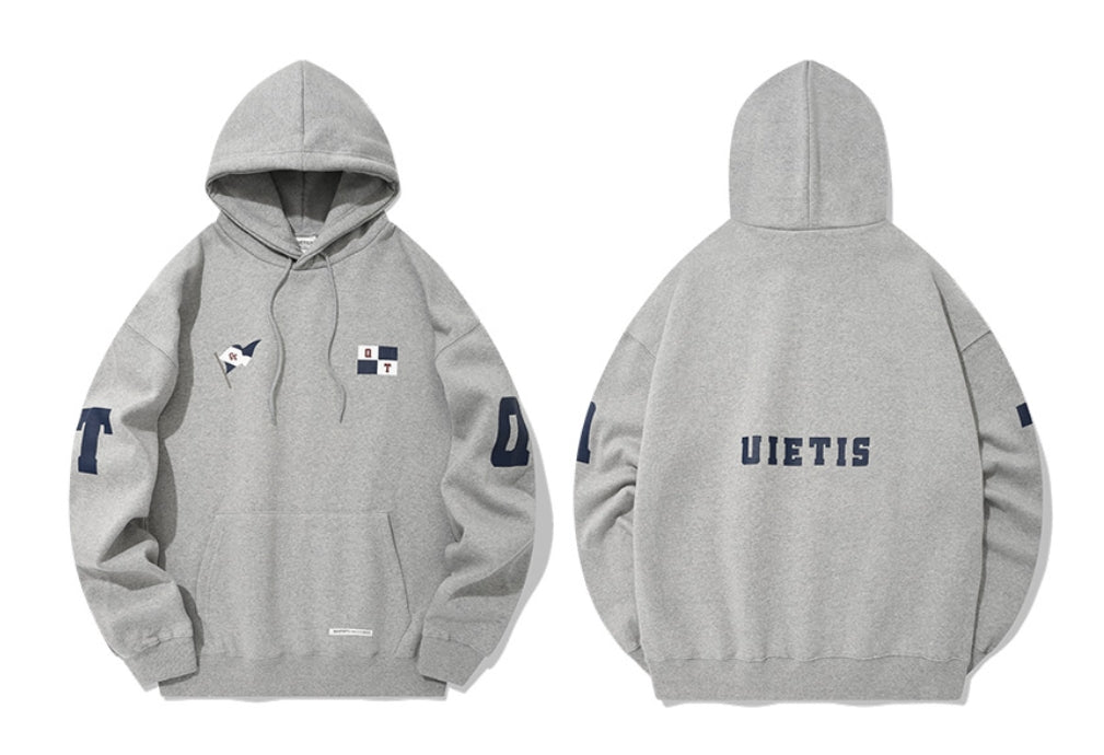 QUIETIST (クワイエティスト) FLAG HOOD-MELANGE GRAY