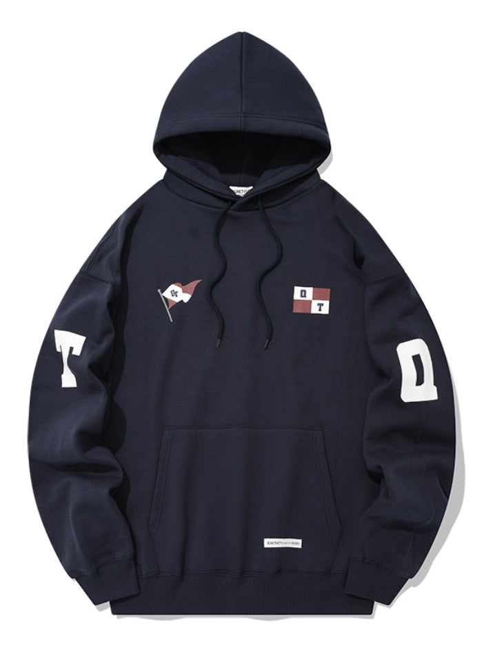QUIETIST (クワイエティスト) FLAG HOOD-NAVY