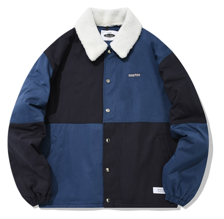 QUIETIST (クワイエティスト) COLOR BLOCK COACH JACKET-NAVY