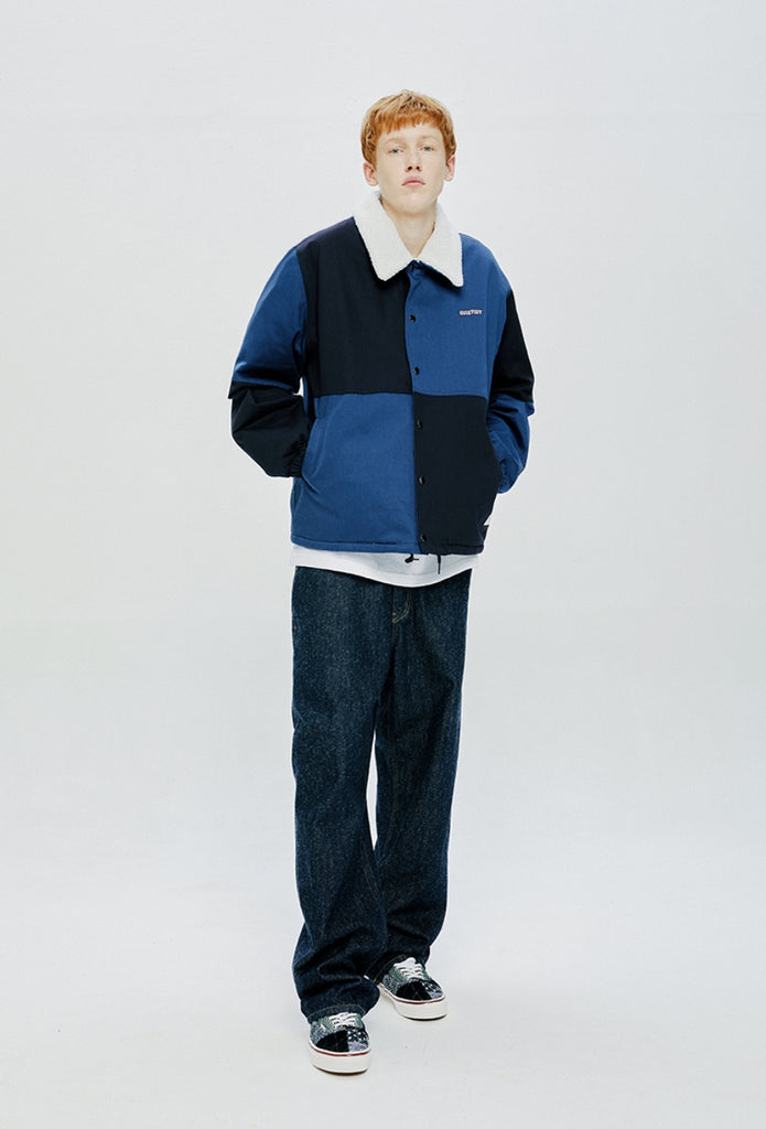 QUIETIST (クワイエティスト) COLOR BLOCK COACH JACKET-NAVY