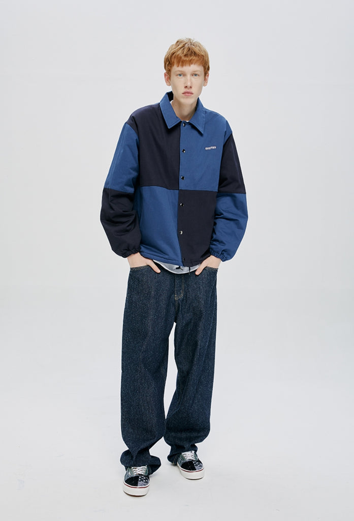 QUIETIST (クワイエティスト) COLOR BLOCK COACH JACKET-NAVY
