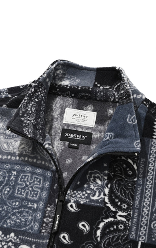 QUIETIST (クワイエティスト) SAINTPAIN X QUIETIST PAISLEY MIX POLAR FLEECE JACKET-BLACK
