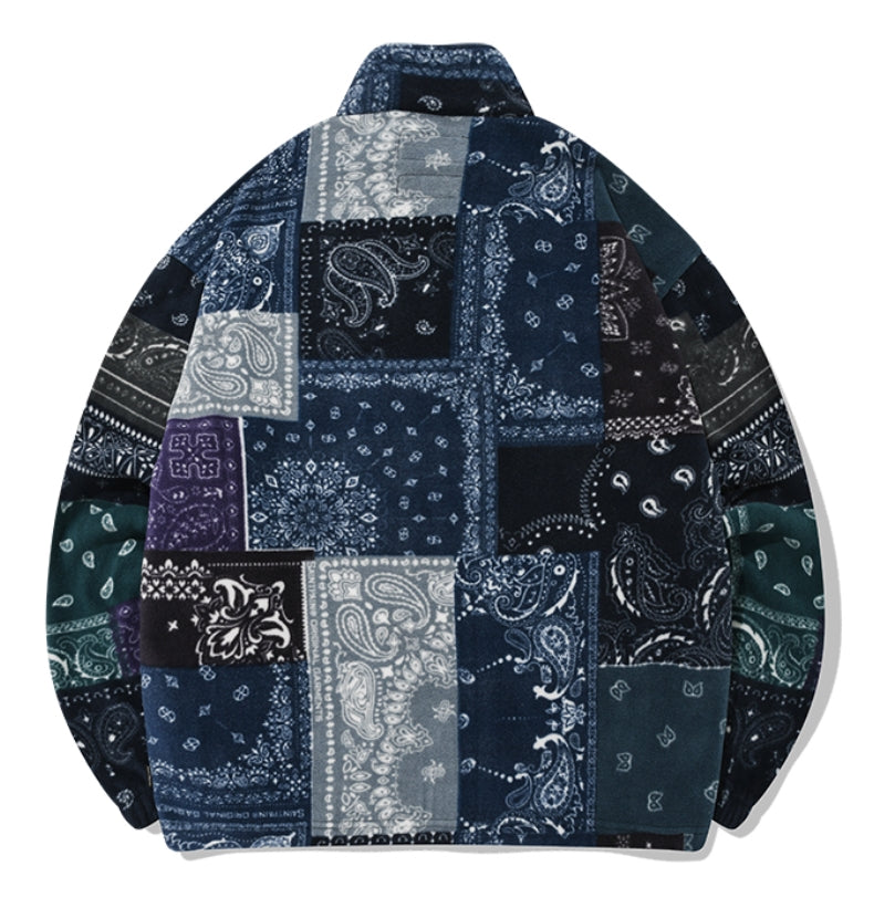 QUIETIST (クワイエティスト) SAINTPAIN X QUIETIST PAISLEY MIX POLAR FLEECE JACKET-BLUE