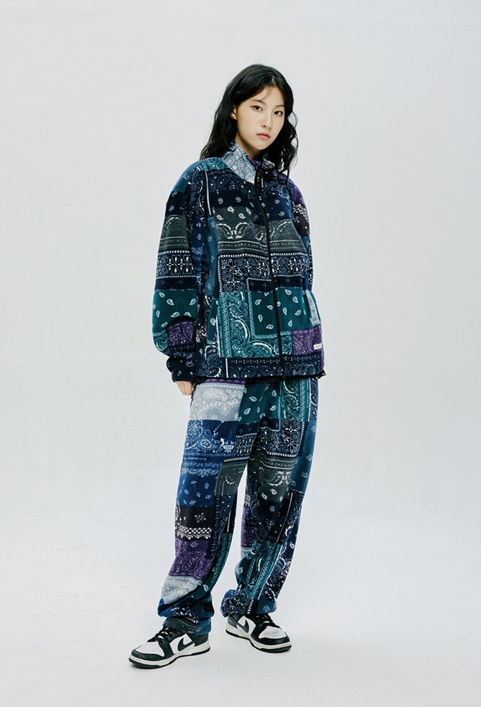 QUIETIST (クワイエティスト) SAINTPAIN X QUIETIST PAISLEY MIX POLAR FLEECE JACKET-BLUE