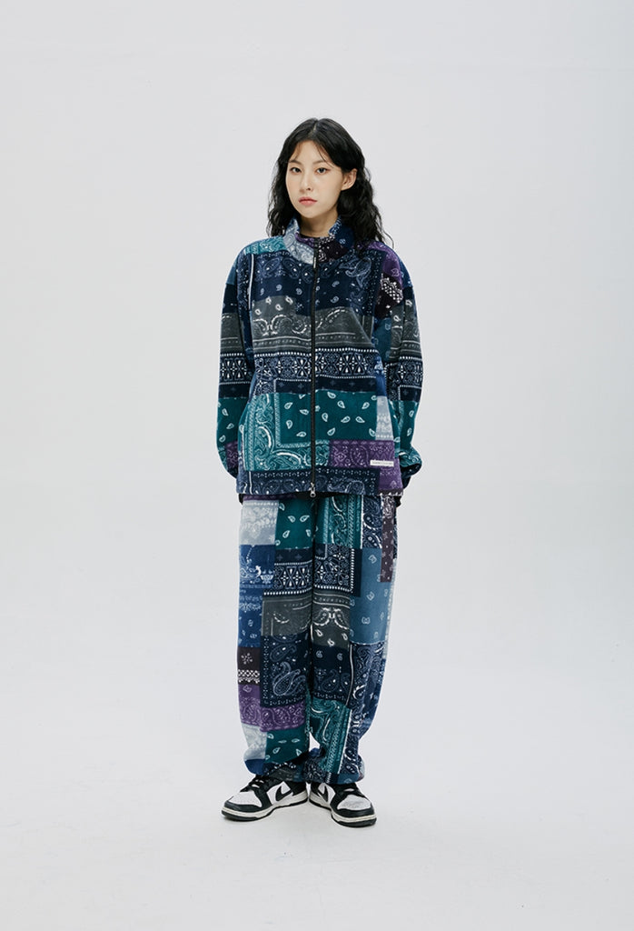 QUIETIST (クワイエティスト) SAINTPAIN X QUIETIST PAISLEY MIX POLAR FLEECE JACKET-BLUE