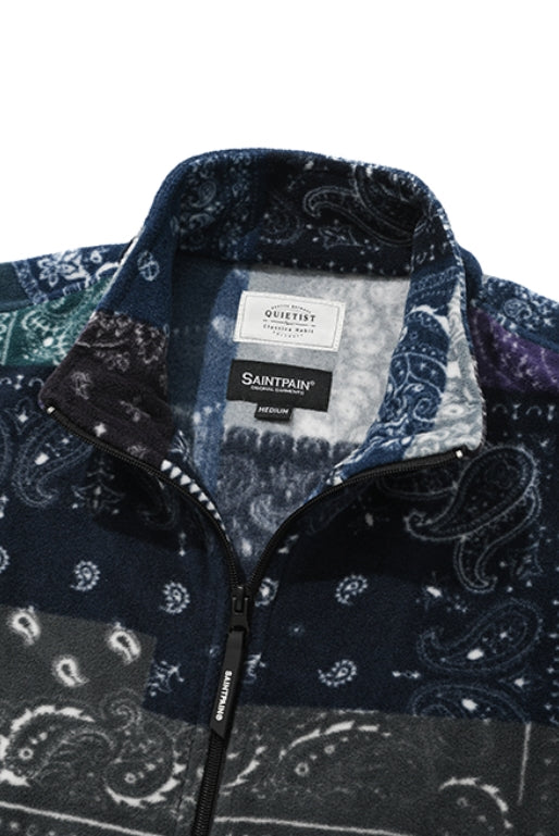 QUIETIST (クワイエティスト) SAINTPAIN X QUIETIST PAISLEY MIX POLAR FLEECE JACKET-BLUE