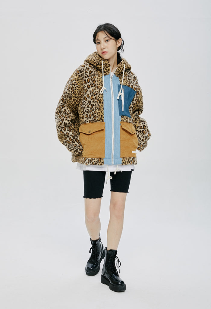QUIETIST (クワイエティスト)  SAINTPAIN X QUIETIST LEOPARD HEAVY FLEECE MIXED PARKA-BEIGE