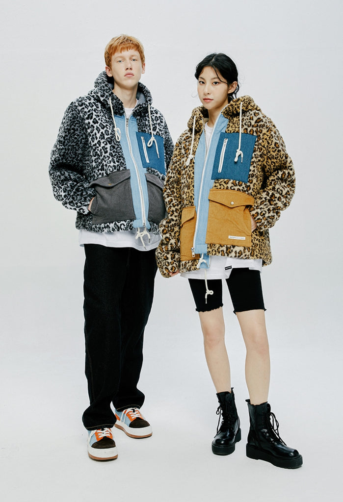 QUIETIST (クワイエティスト)  SAINTPAIN X QUIETIST LEOPARD HEAVY FLEECE MIXED PARKA-BEIGE
