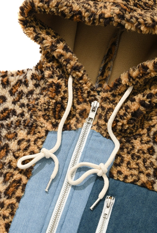 QUIETIST (クワイエティスト)  SAINTPAIN X QUIETIST LEOPARD HEAVY FLEECE MIXED PARKA-BEIGE