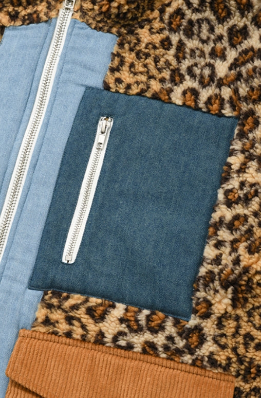 QUIETIST (クワイエティスト)  SAINTPAIN X QUIETIST LEOPARD HEAVY FLEECE MIXED PARKA-BEIGE