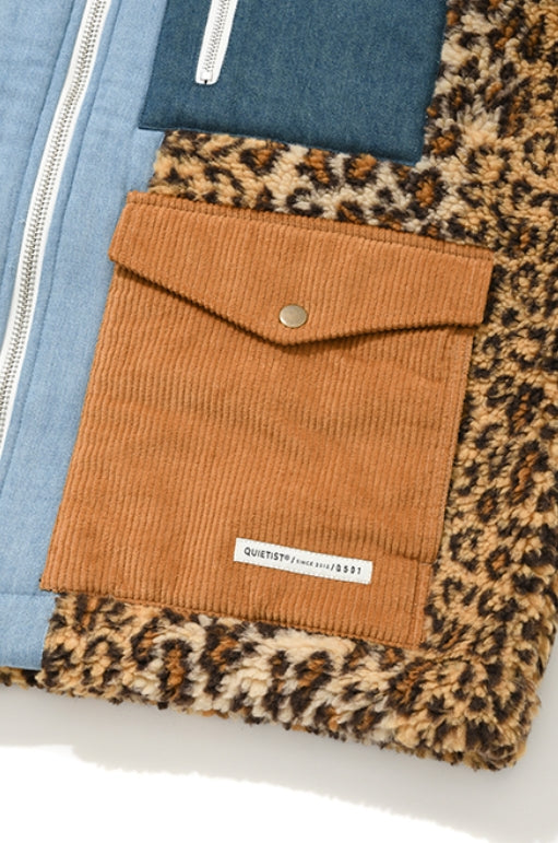 QUIETIST (クワイエティスト)  SAINTPAIN X QUIETIST LEOPARD HEAVY FLEECE MIXED PARKA-BEIGE