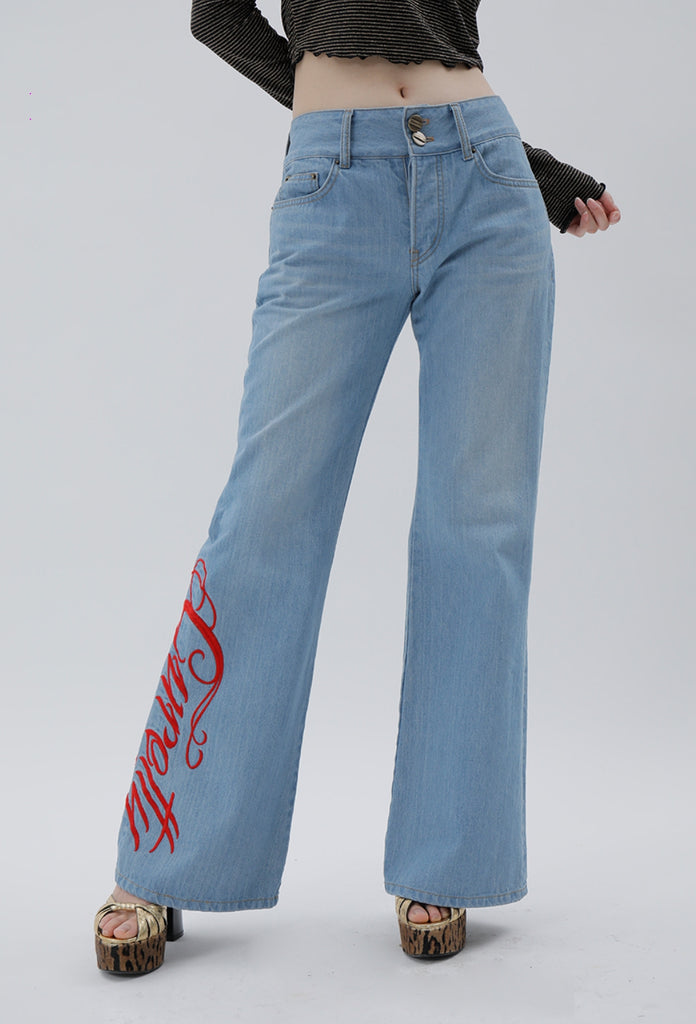 curetty (キュリティー) C BIG LOGO LOW-WAIST JEAN_BLUE