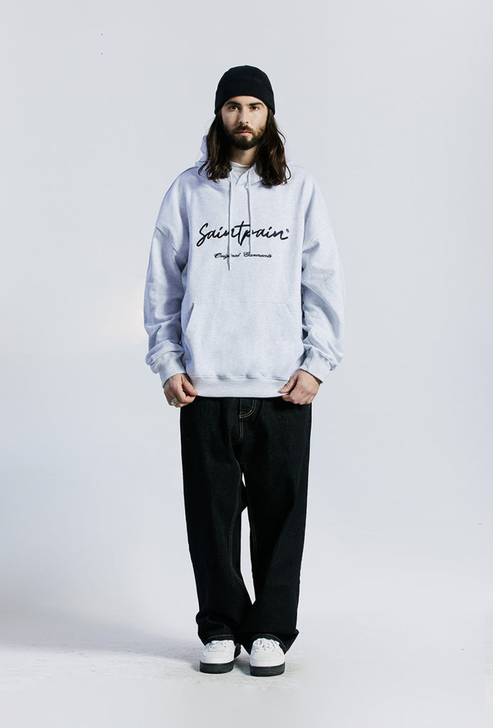 セイントペイン(SAINTPAIN) SP CALLI LOGO HOOD-ASH MELANGE