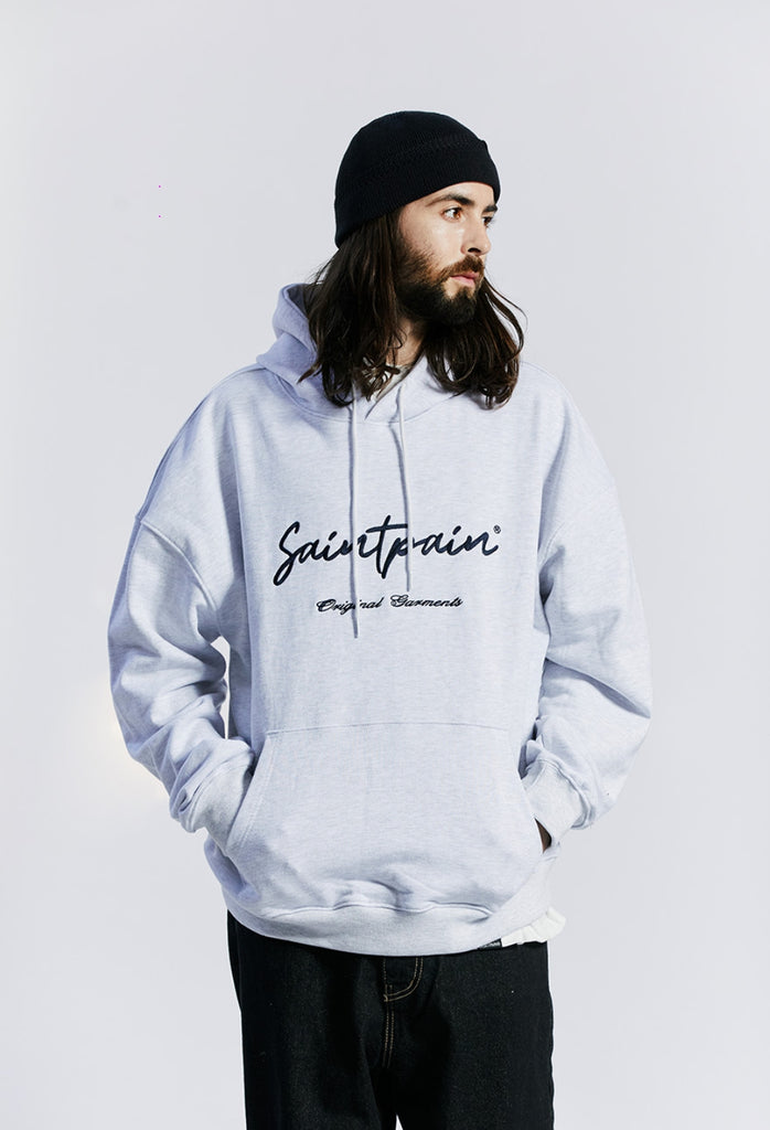 セイントペイン(SAINTPAIN) SP CALLI LOGO HOOD-ASH MELANGE