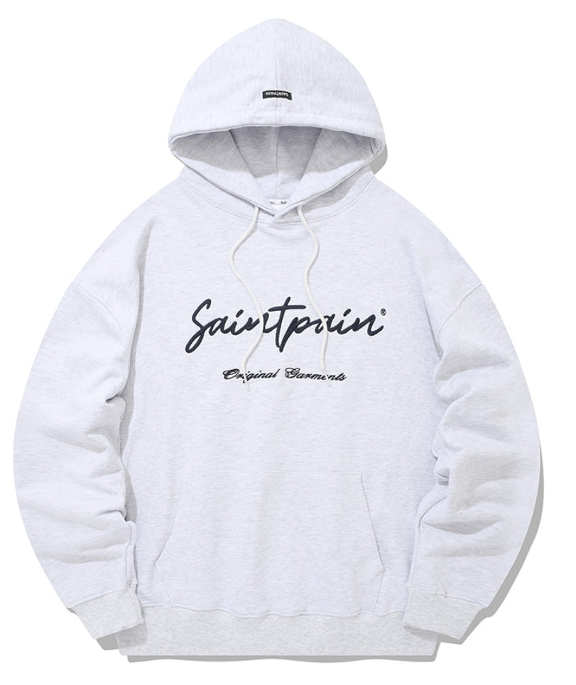 セイントペイン(SAINTPAIN) SP CALLI LOGO HOOD-ASH MELANGE