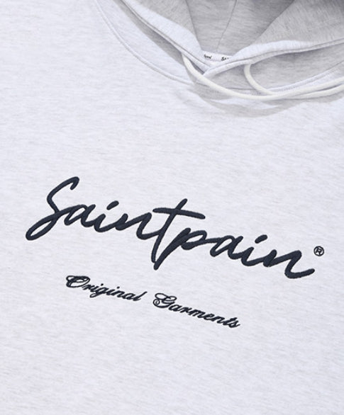 セイントペイン(SAINTPAIN) SP CALLI LOGO HOOD-ASH MELANGE