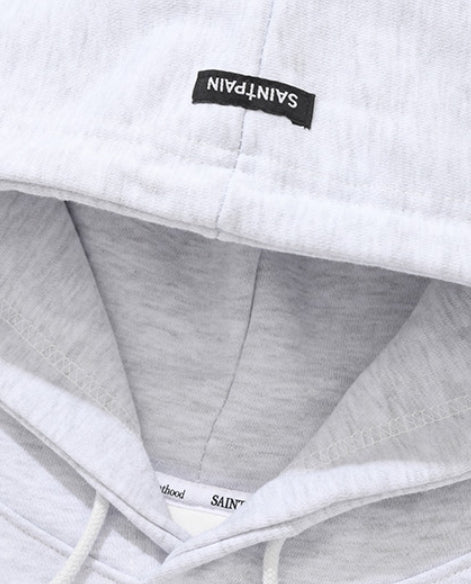 セイントペイン(SAINTPAIN) SP CALLI LOGO HOOD-ASH MELANGE