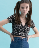 BABLETWO  (ビーエーブルトゥー)     Leopard Cross T-shirts (BLACK)