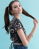 BABLETWO  (ビーエーブルトゥー)     Leopard Cross T-shirts (BLACK)