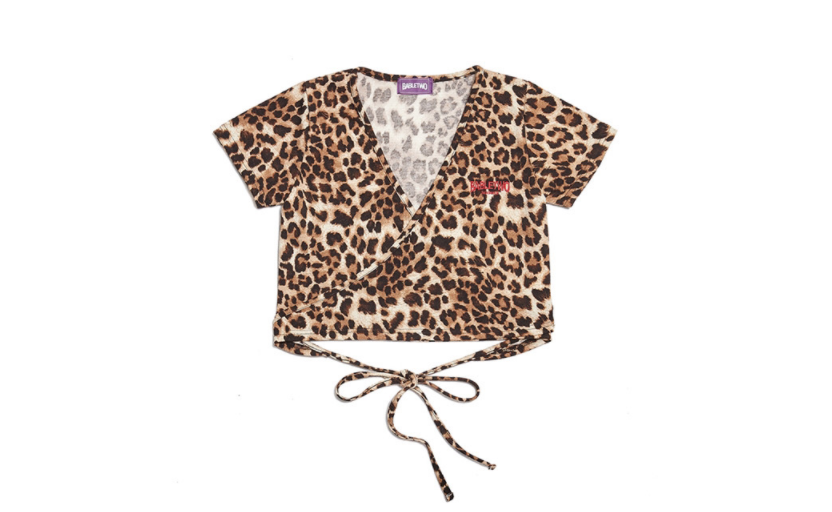 BABLETWO  (ビーエーブルトゥー)      Leopard Cross T-shirts (BEIGE)