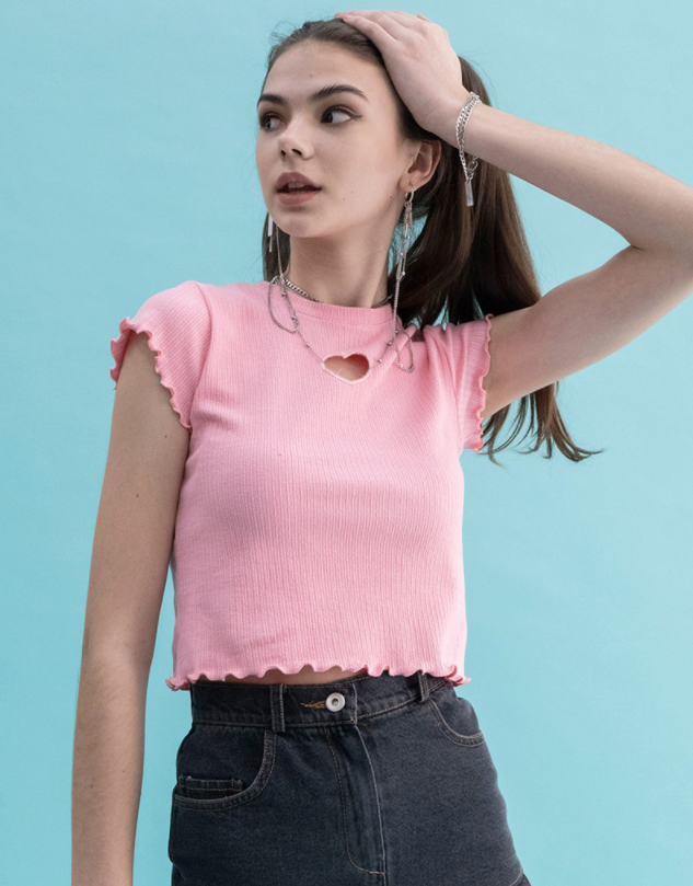 BABLETWO  (ビーエーブルトゥー)      Punching Peach T-shirts (PINK)