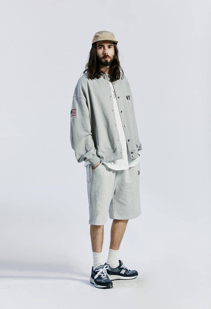 セイントペイン(SAINTPAIN) SP COTTON STADIUM JACKET-MELANGE GRAY