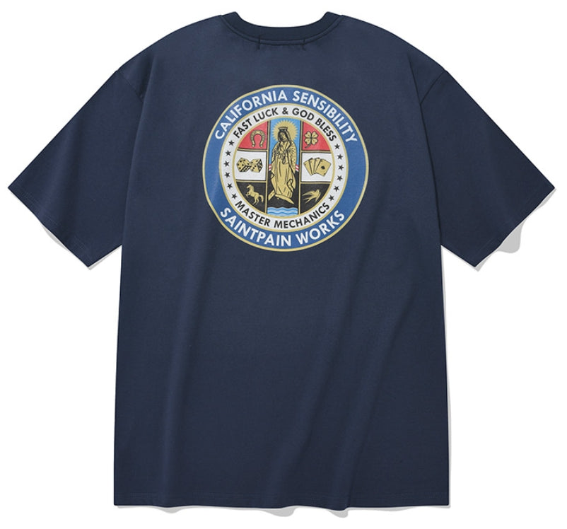 セイントペイン(SAINTPAIN) SP BENEDICT LOGO T SHIRTS-NAVY