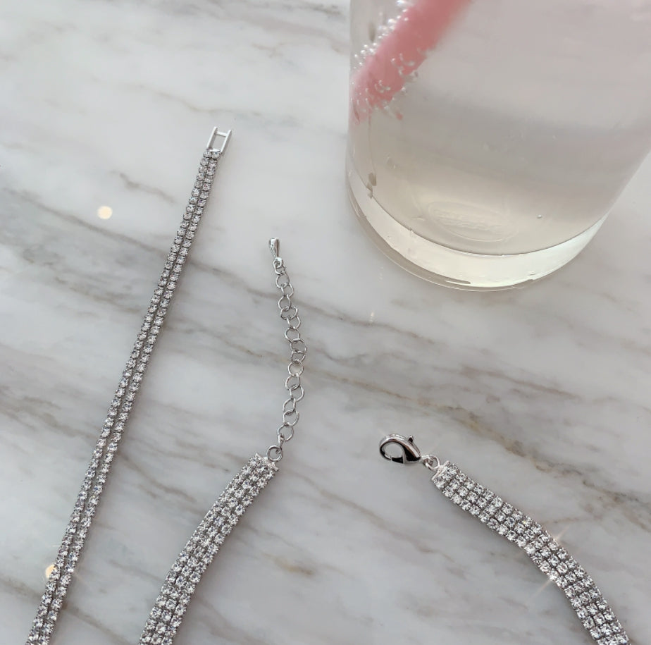 PASION (パシオン) Three line Full Cubic Choker Necklace